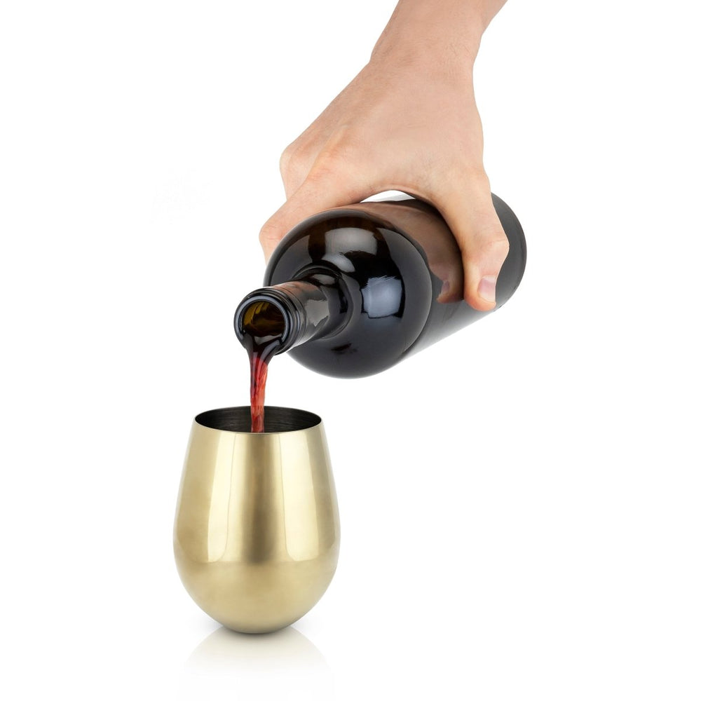 
                      
                        Viski Stainless Steel Stemless Wine Glasses in Gold, Set of 2 - lily & onyx
                      
                    