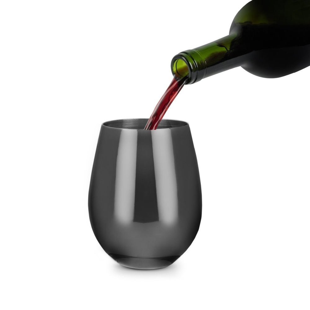 
                      
                        Viski Stainless Steel Stemless Wine Glasses in Gunmetal, Set of 2 - lily & onyx
                      
                    
