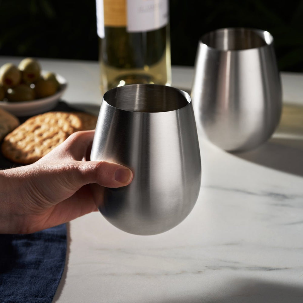 Viski Stainless Steel Wine Tumblers, Set of 2