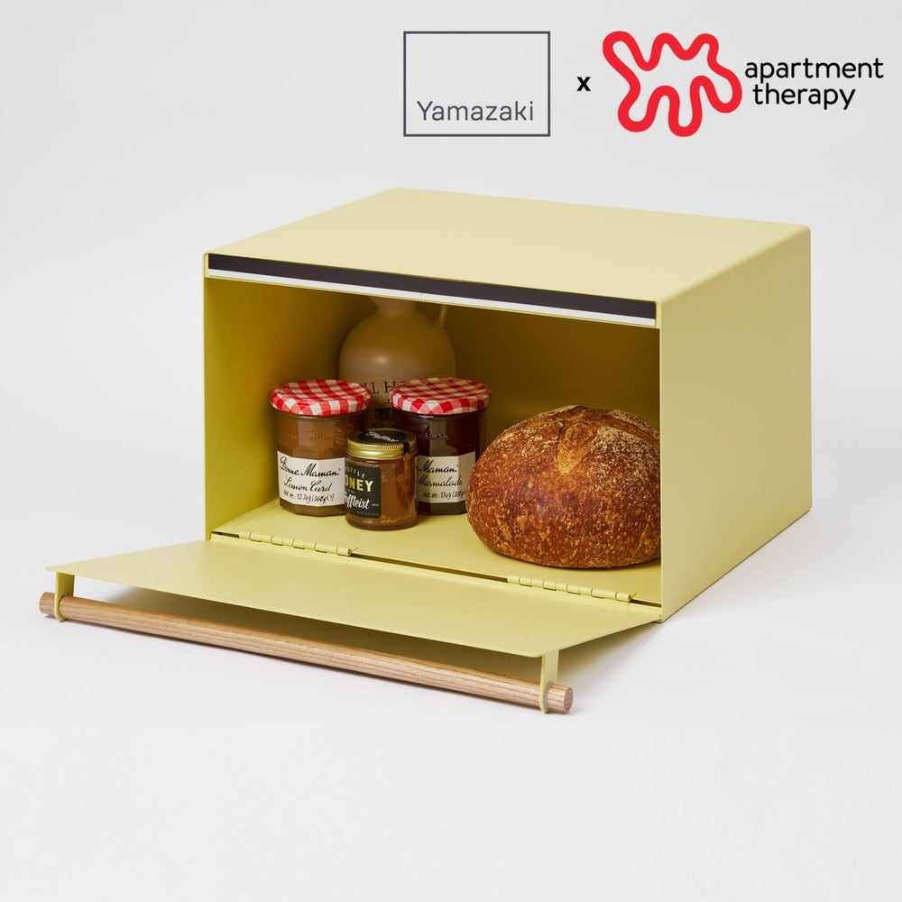 Yamazaki Home Steel Bread Box with Wood Handle - Yellow Pear - lily & onyx