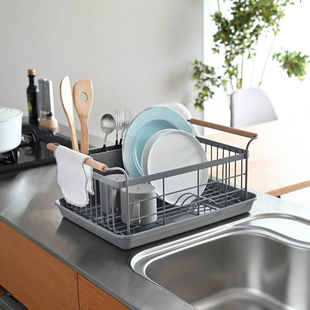 
                      
                        Yamazaki Home Steel Dish Rack with Wood Handles - lily & onyx
                      
                    