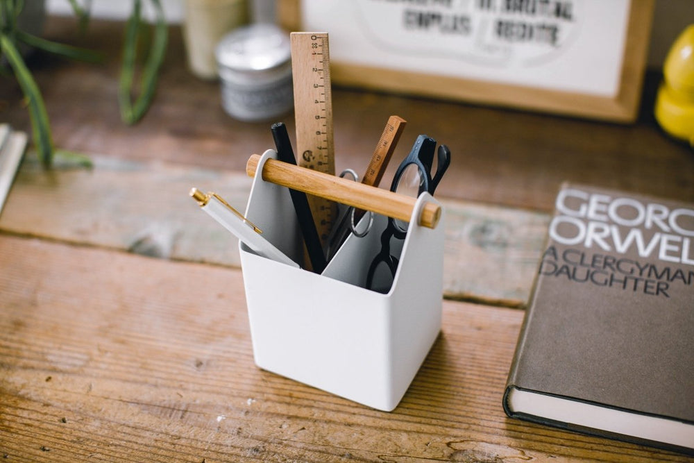 
                      
                        Yamazaki Home Steel Pen & Desk Organizer with Wood Handle, Small - lily & onyx
                      
                    