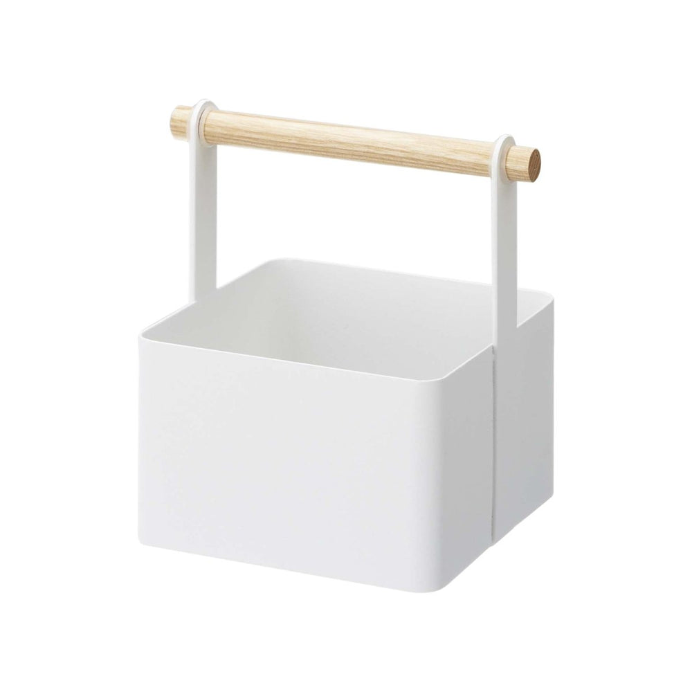 Yamazaki Home Steel Storage Caddy with Wood Handle, Small - lily & onyx