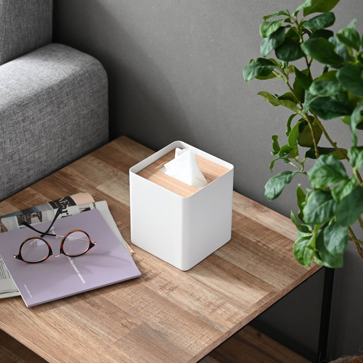 Yamazaki Home Steel & Wood Square Tissue Box Cover - lily & onyx