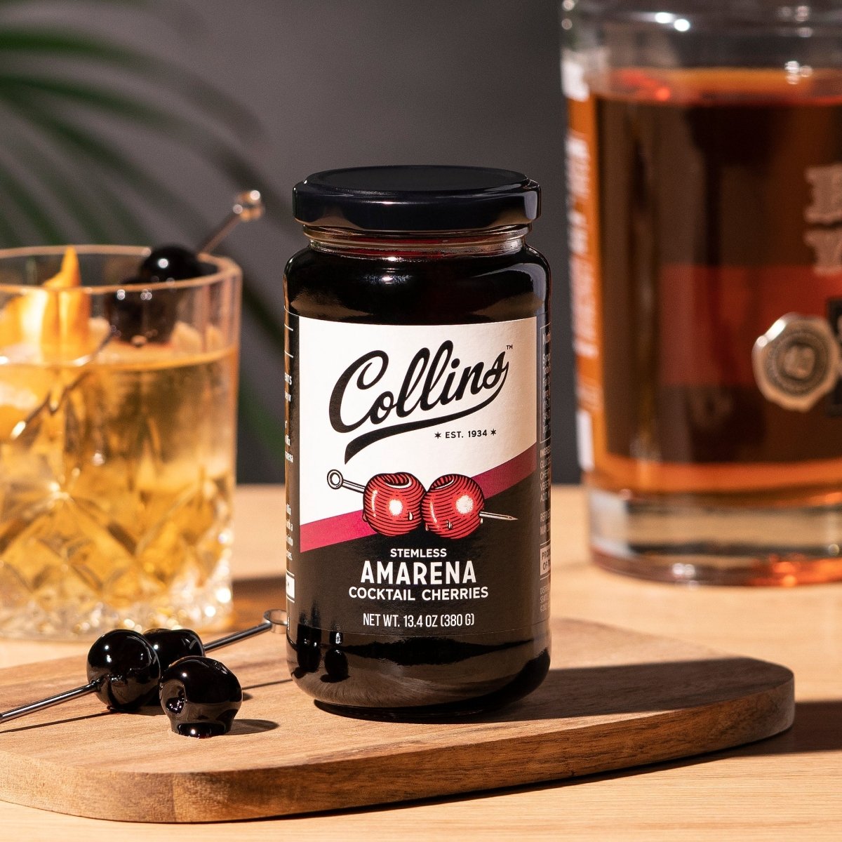 Collins Stemless Amarena Cherries, 13.4 oz - lily & onyx