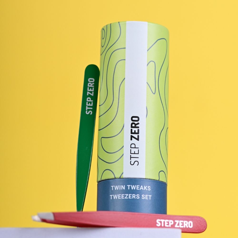 STEP ZERO Stainless Steel Tweezer Set Duo - Slanted & Pointed Tips