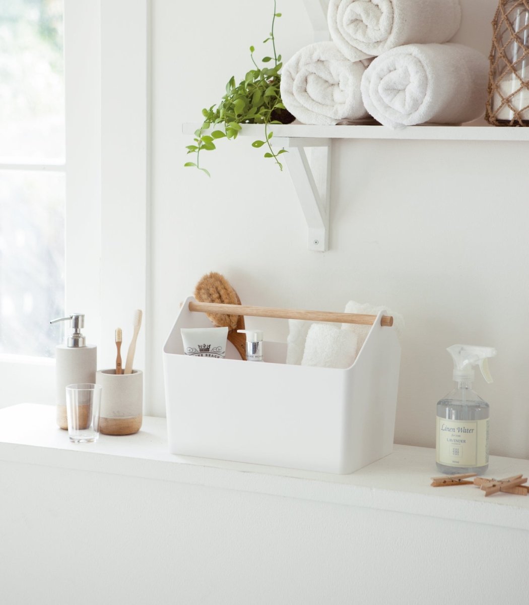 Yamazaki Home Storage Caddy with Wood Handle