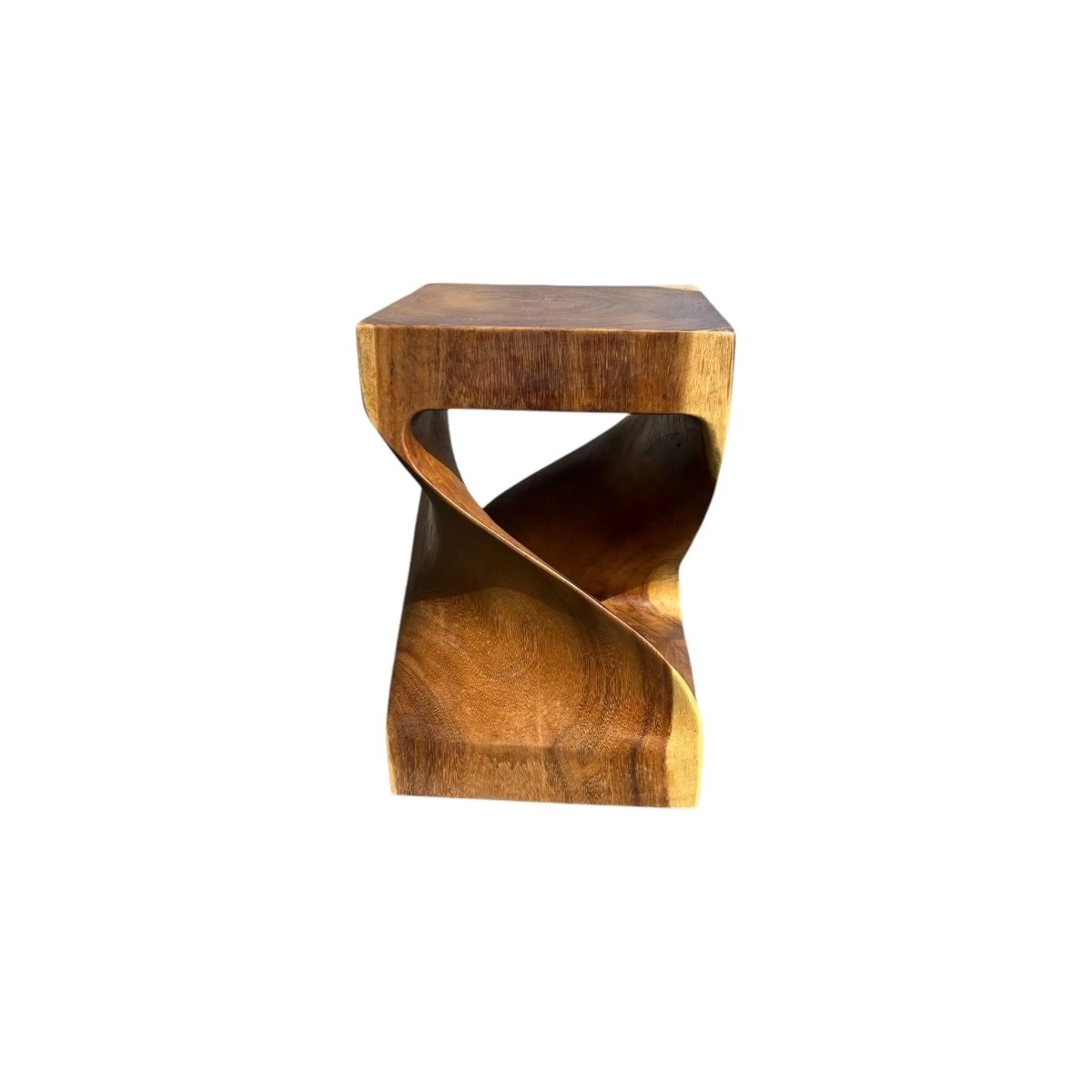 The Broward Design Center Suar Wood Twist Style Stool - lily & onyx