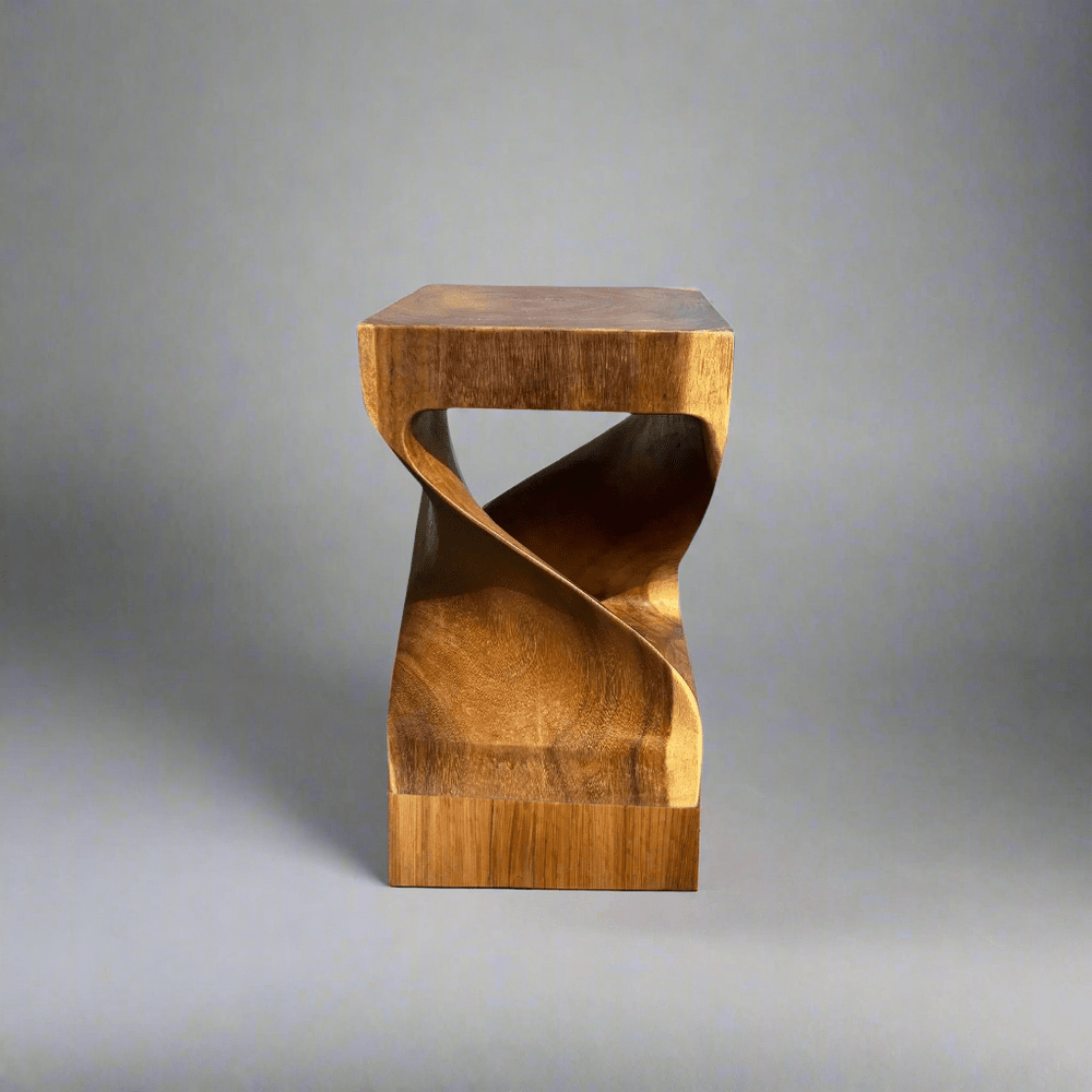 The Broward Design Center Suar Wood Twist Style Stool - lily & onyx
