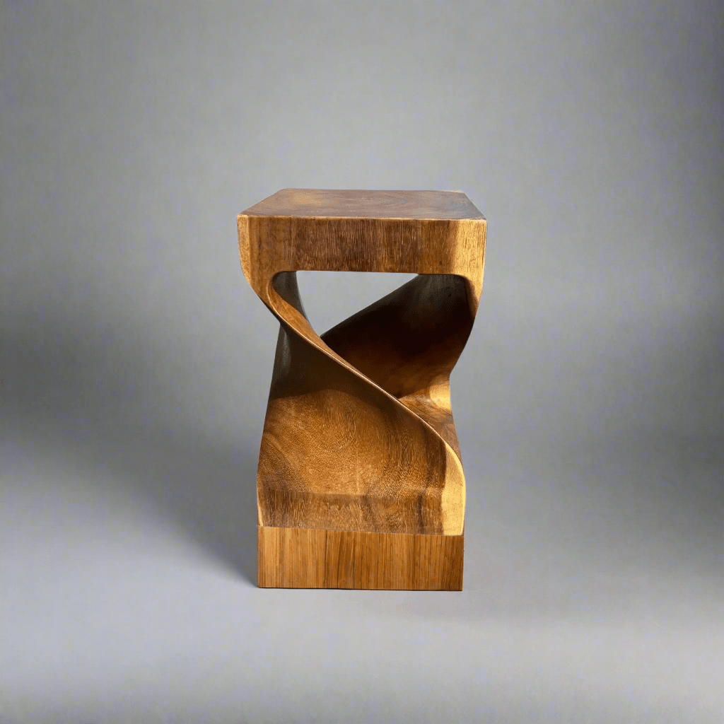 The Broward Design Center Suar Wood Twist Style Stool - lily & onyx