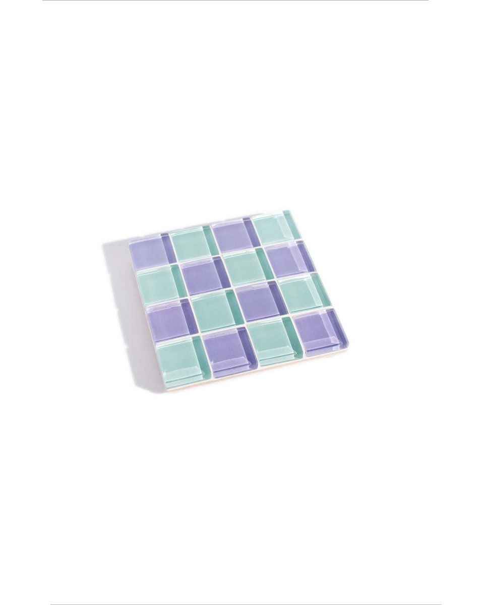 Subtle Art Studios Baby Shark Glass Tile Coaster - Handcrafted 3.5" Square Coaster