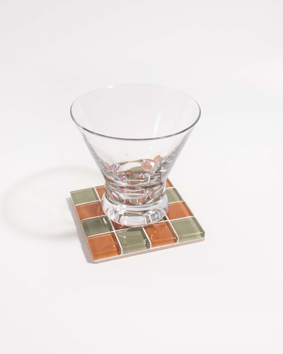 Subtle Art Studios Glass Tile Coaster - Autumn Garden Design | 3.5" Handcrafted