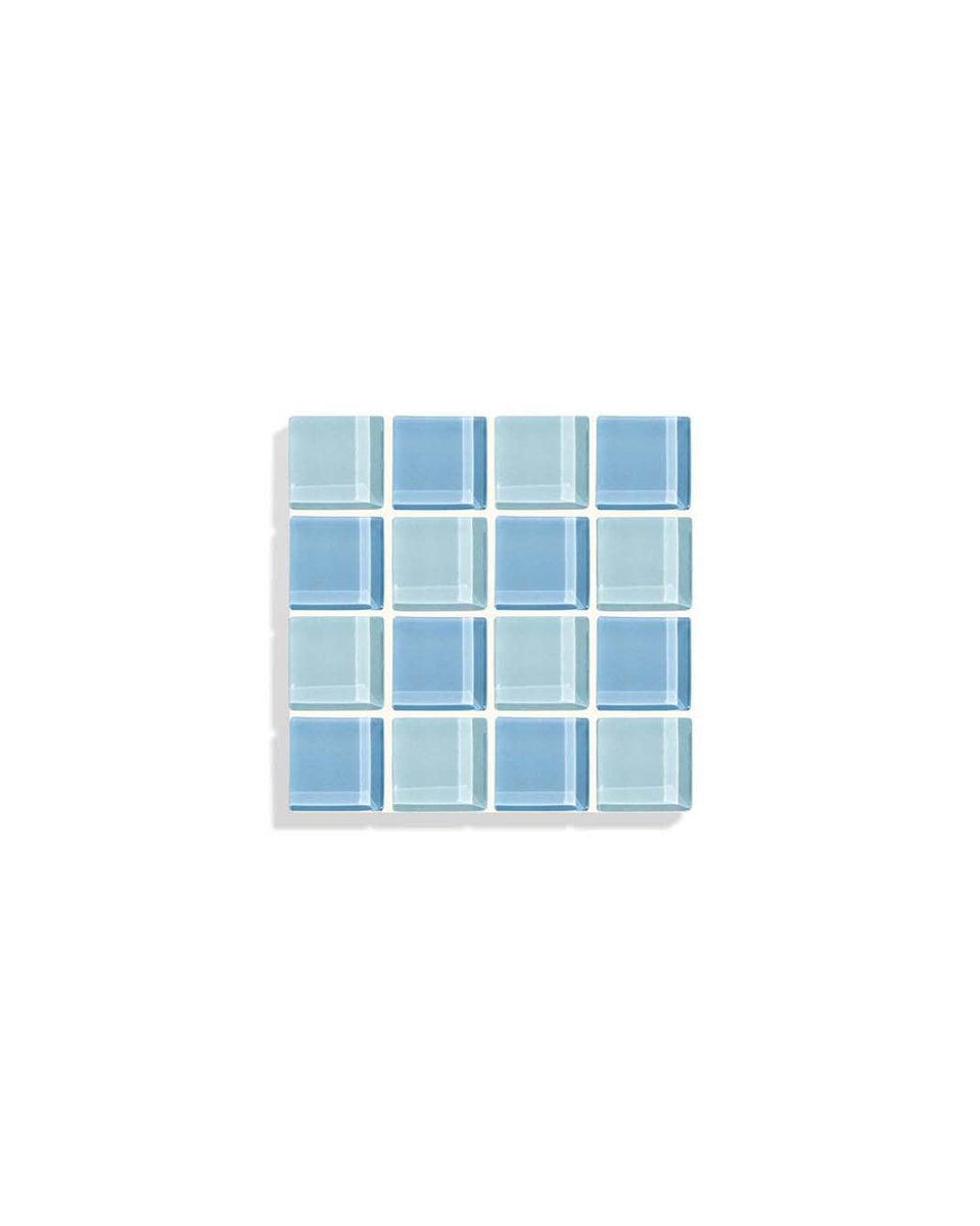 Subtle Art Studios Glass Tile Coaster Baby Blue 3.5" - Handcrafted Heat Resistant
