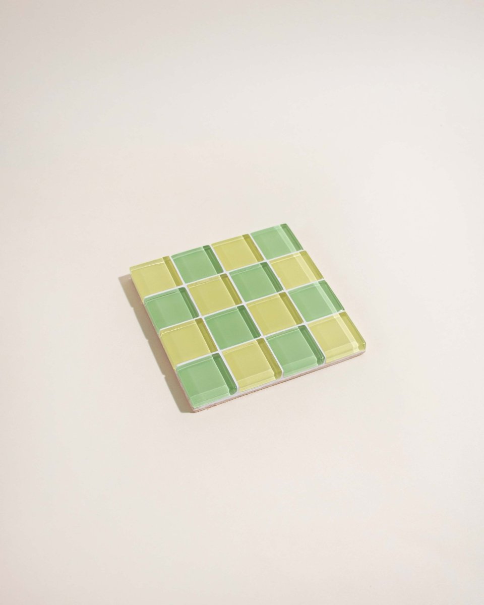 Subtle Art Studios Glass Tile Coaster Baby Corn | Handcrafted Heat - Resistant 3.5"