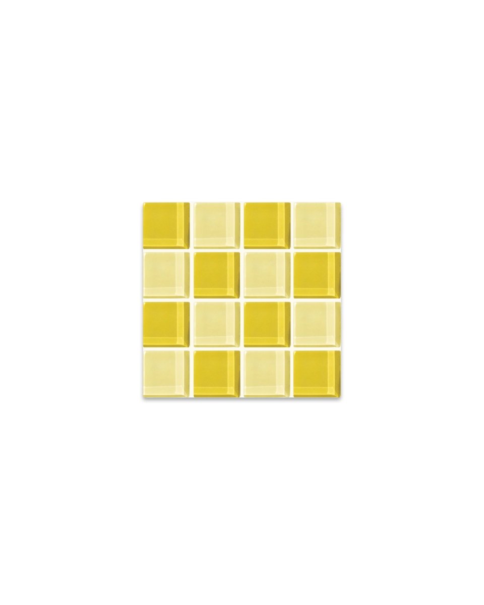 Subtle Art Studios Glass Tile Coaster - Banana Frosting Yellow | Handmade 3.6" Square