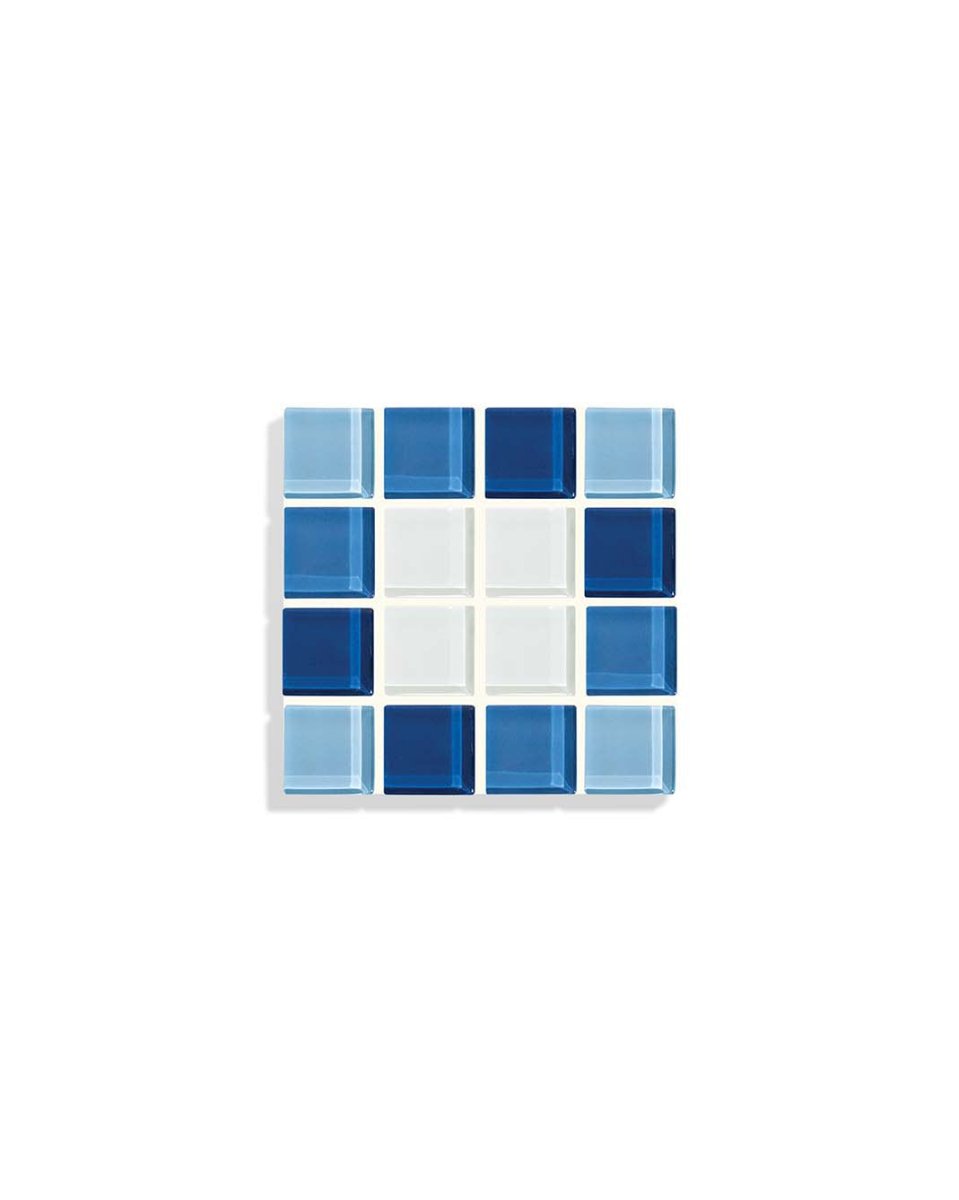 Subtle Art Studios Glass Tile Coaster Blue Gradient 3.5" - Handcrafted Square