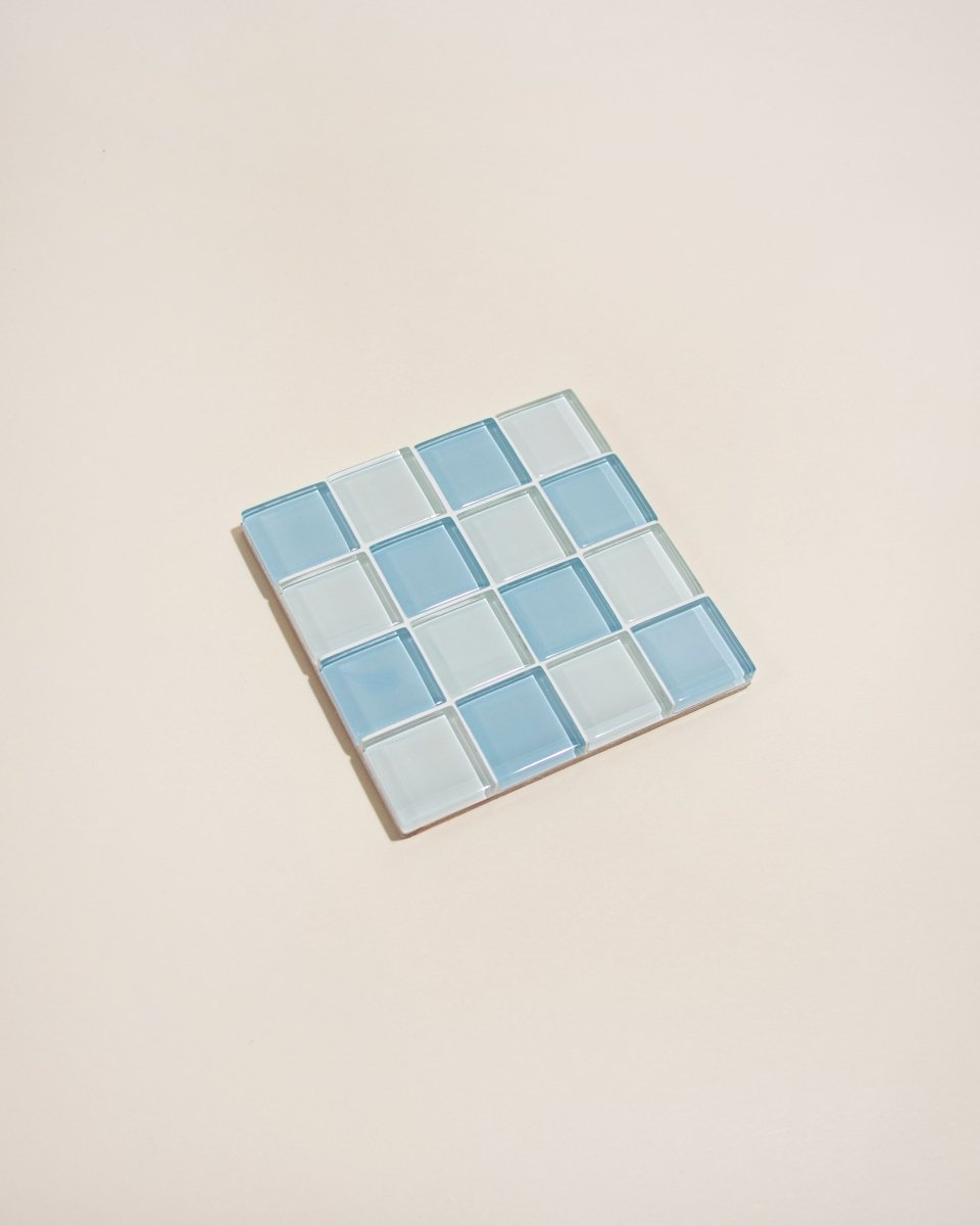 Subtle Art Studios Glass Tile Coaster - Coconut Crunch Chocolate | Handcrafted 3.6"