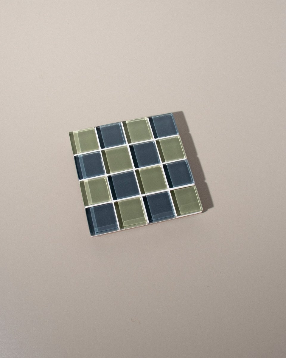 Subtle Art Studios Glass Tile Coaster Dusted Moss - Handcrafted Heat Resistant Square