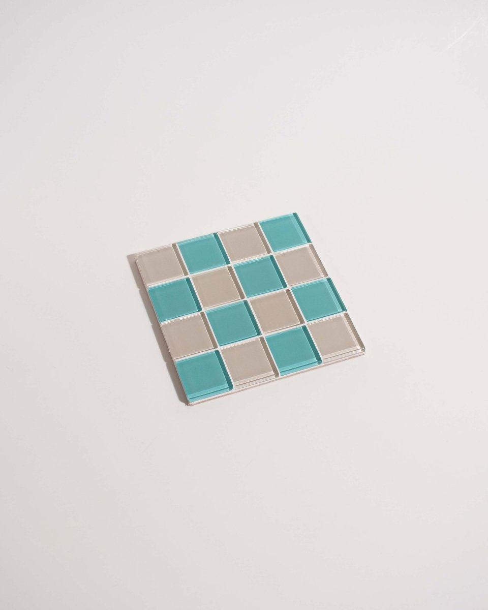 Subtle Art Studios Glass Tile Coaster - French Design | Handcrafted 3.5" Square