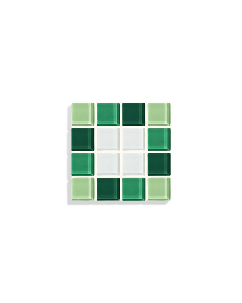 Subtle Art Studios Glass Tile Coaster Green Gradient 3.6" Handcrafted Square
