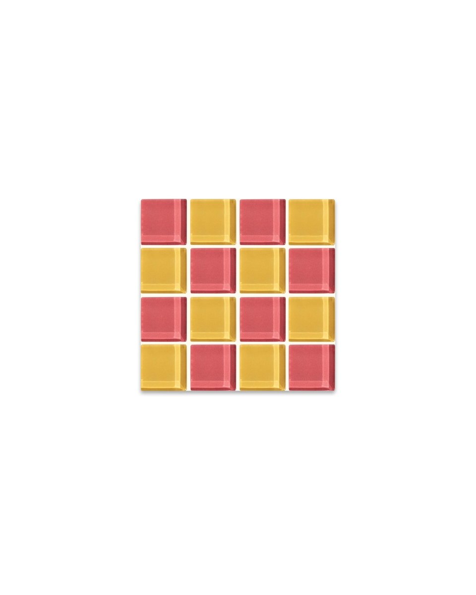 Subtle Art Studios Glass Tile Coaster - Handcrafted Strawberry Banana Swirl Design