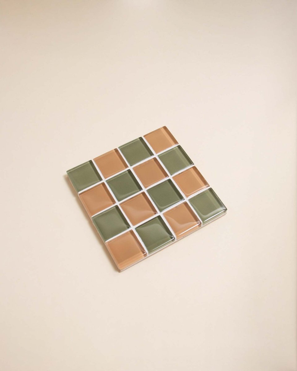 Subtle Art Studios Glass Tile Coaster - I Olive You | Handcrafted 3.5" Square