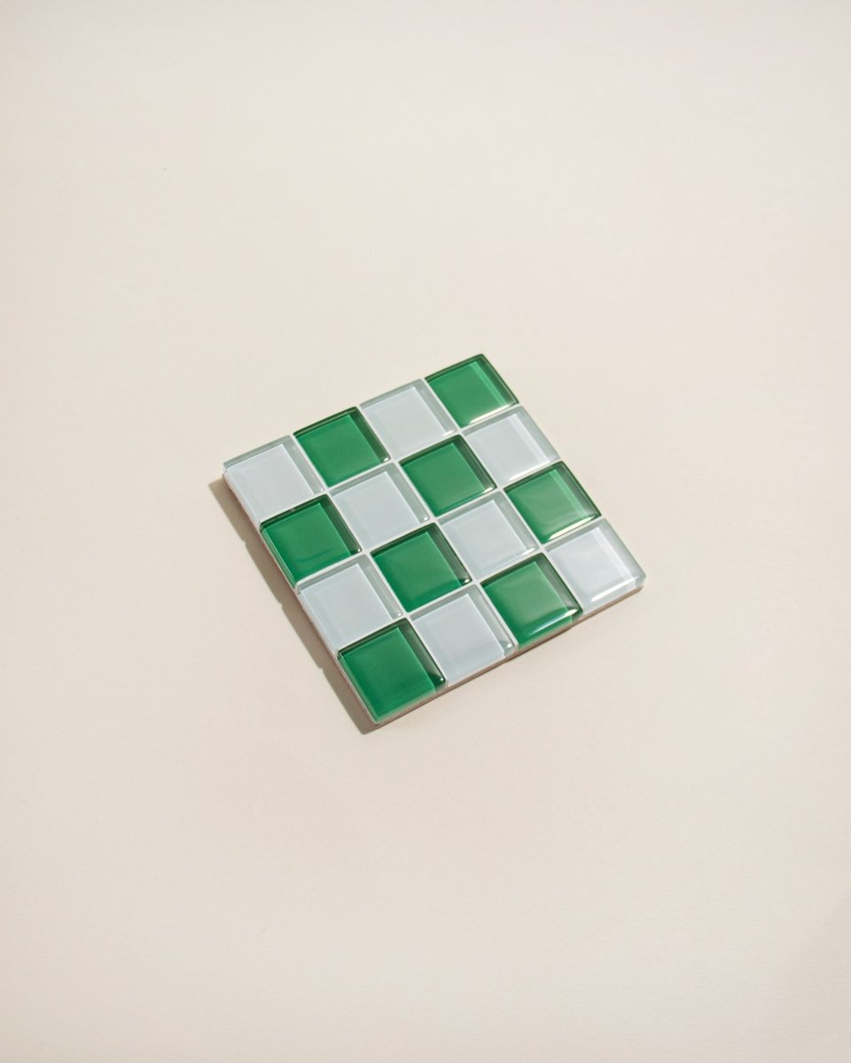 Subtle Art Studios Glass Tile Coaster - Key Lime Pie Chocolate Design | 3.5" Square