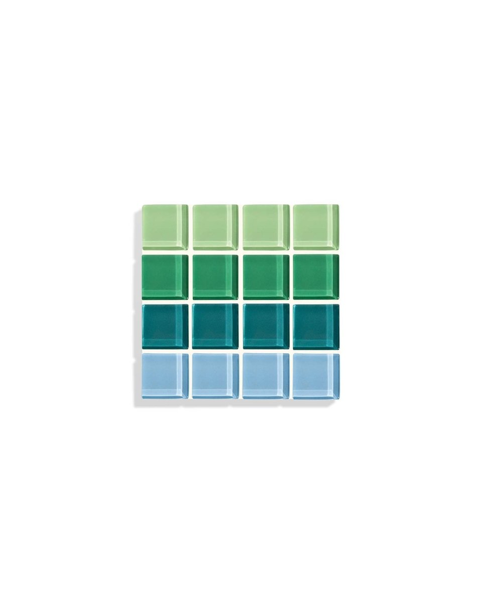 Subtle Art Studios Glass Tile Coaster - Ombre Palm Tree Beach Design | Handcrafted