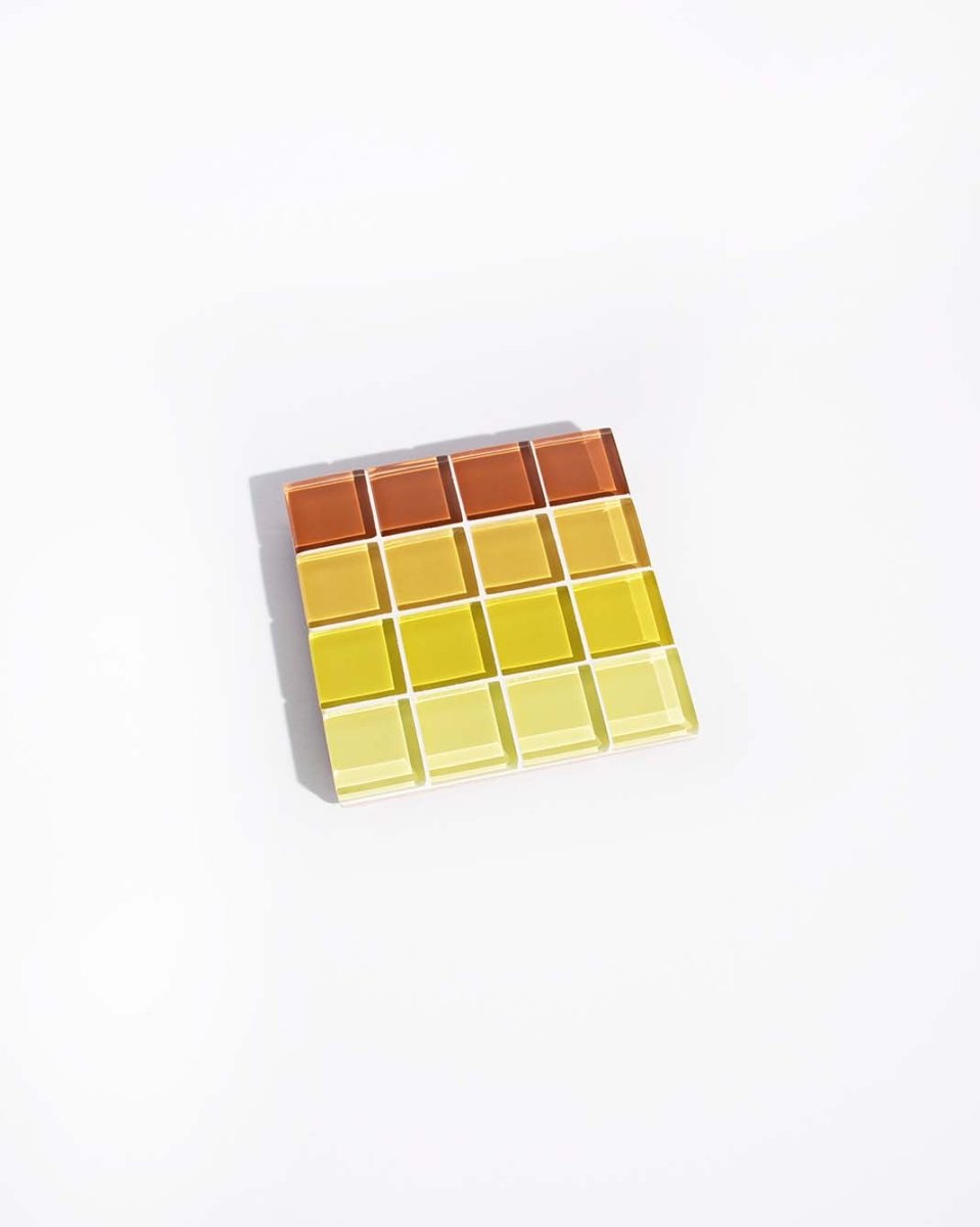 Subtle Art Studios Glass Tile Coaster - Ombre Yellow - Handcrafted Heat Resistant