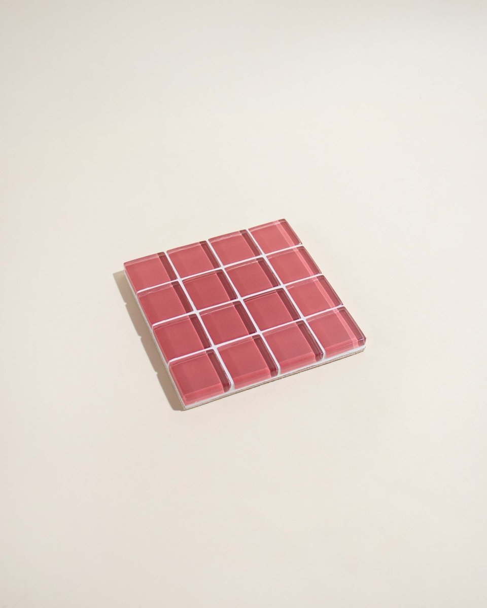 Subtle Art Studios Glass Tile Coaster Rosé Wine Design | Handcrafted 3.5" Square