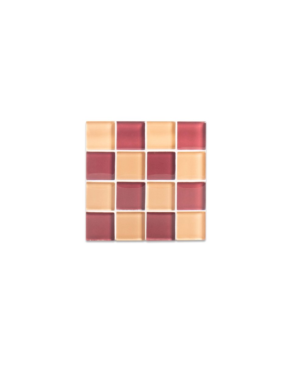 Subtle Art Studios Glass Tile Coaster Set - Aged Wine Design | Handcrafted Heat Resistant