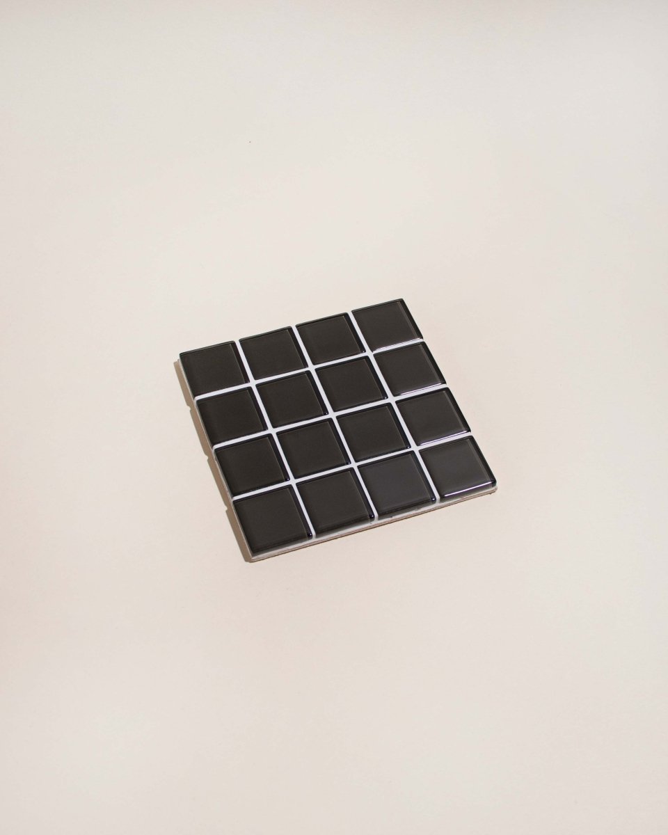 Subtle Art Studios Glass Tile Coaster Set - Black Canvas | Handcrafted Heat - Resistant
