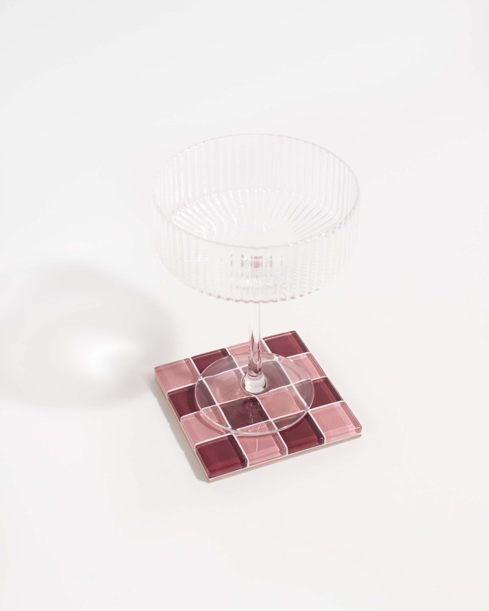 Subtle Art Studios Glass Tile Coaster Set - Handcrafted Love Design | 1, 2 or 4 Pack
