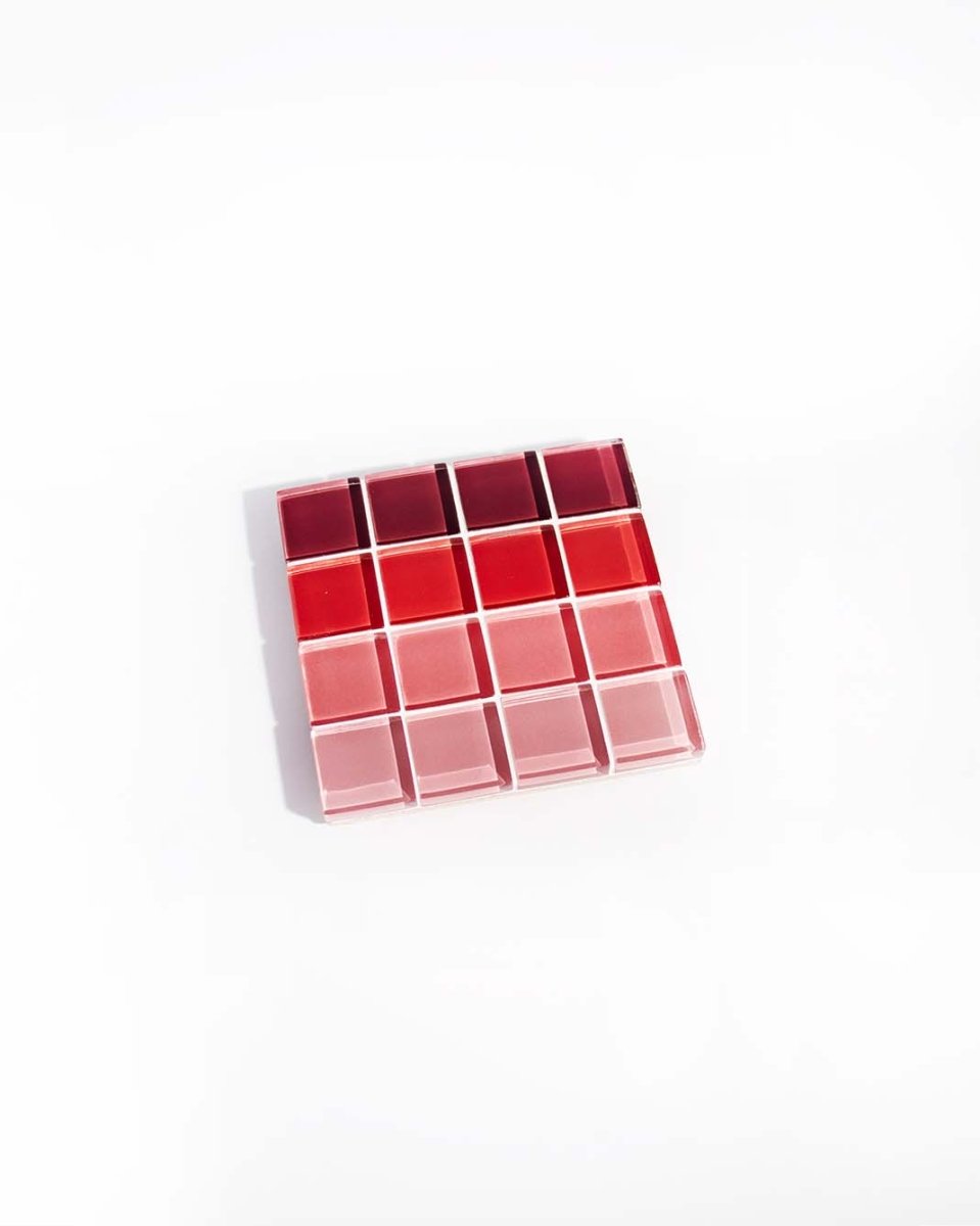 Subtle Art Studios Glass Tile Coaster Set - Ombre Blush Pink | Handcrafted Square