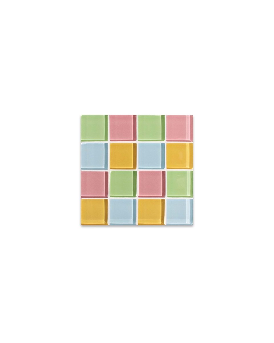 Subtle Art Studios Glass Tile Coaster Set - Spring Floral Design Handcrafted