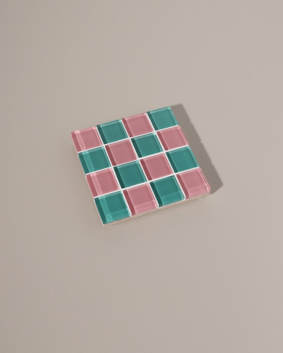 Subtle Art Studios Glass Tile Coaster - Sour Watermelon 3.5" Square Handcrafted