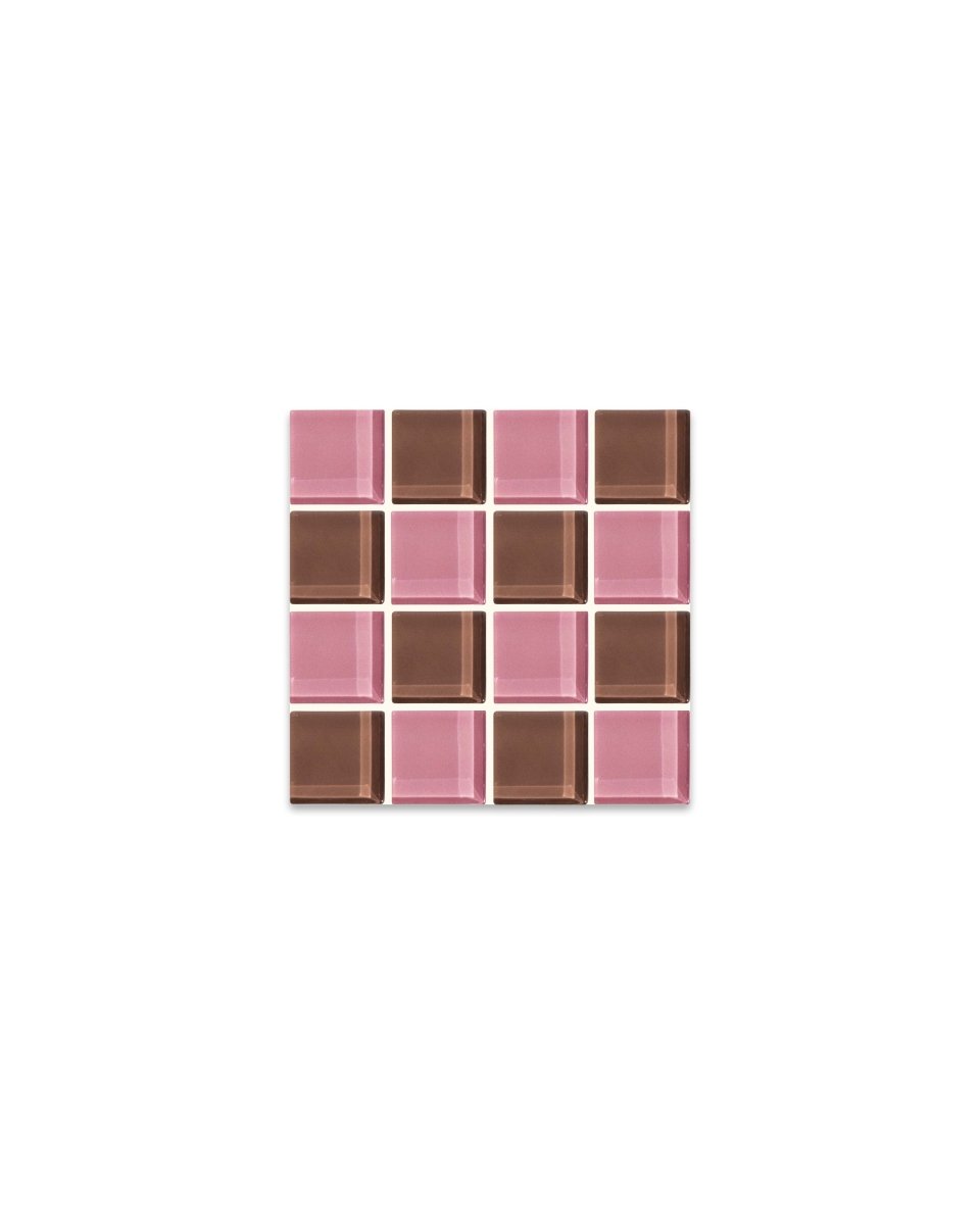 Subtle Art Studios Glass Tile Coaster - Strawberry Dark Chocolate | Handcrafted 3.6"