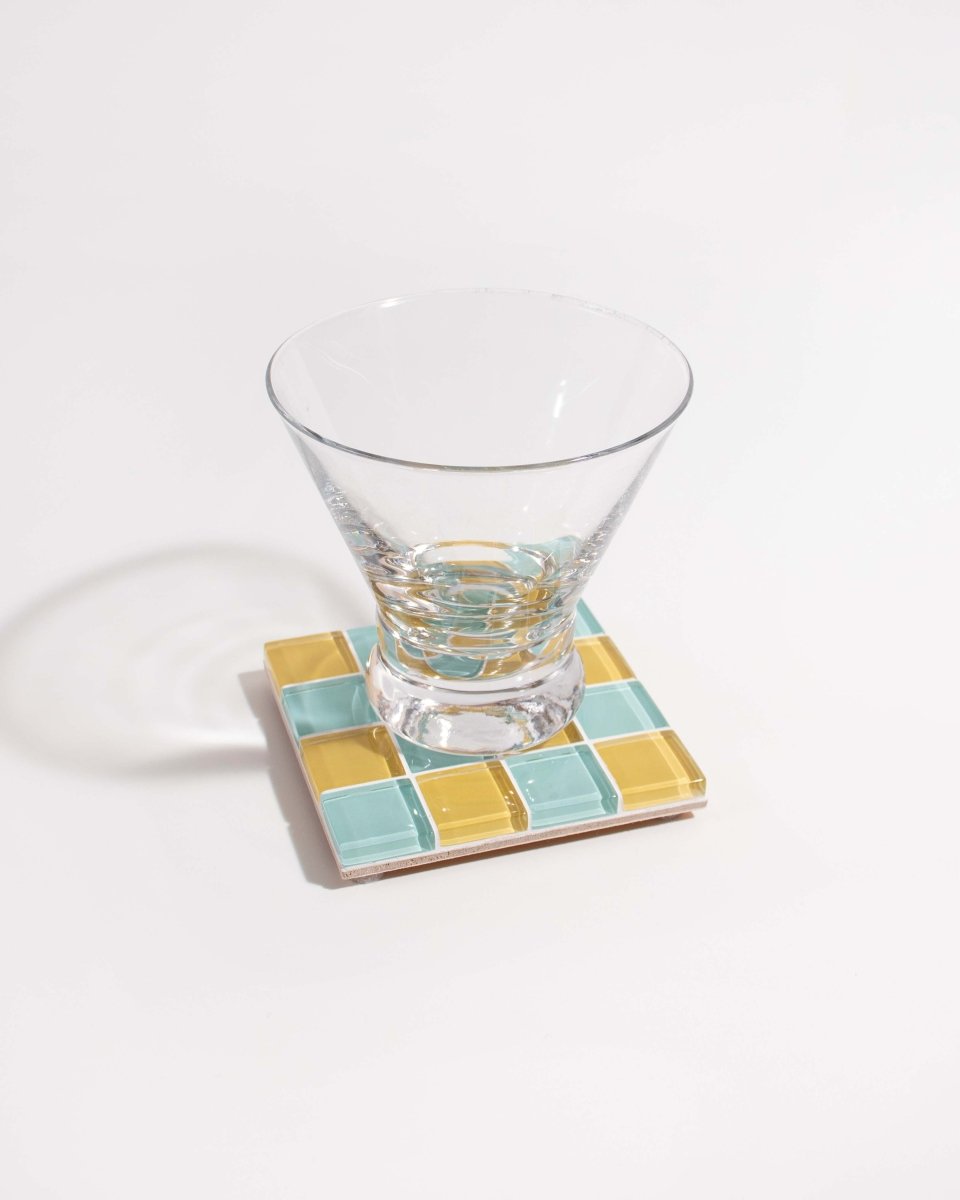 Subtle Art Studios Glass Tile Coaster Summer Day | Handcrafted Heat - Resistant 3.5"
