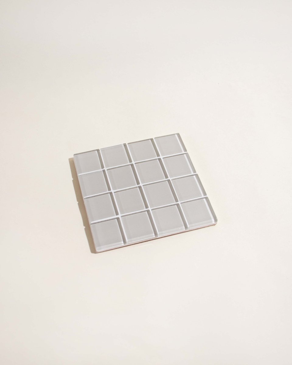 Subtle Art Studios Glass Tile Coasters - Beige Canvas | Handcrafted Heat Resistant