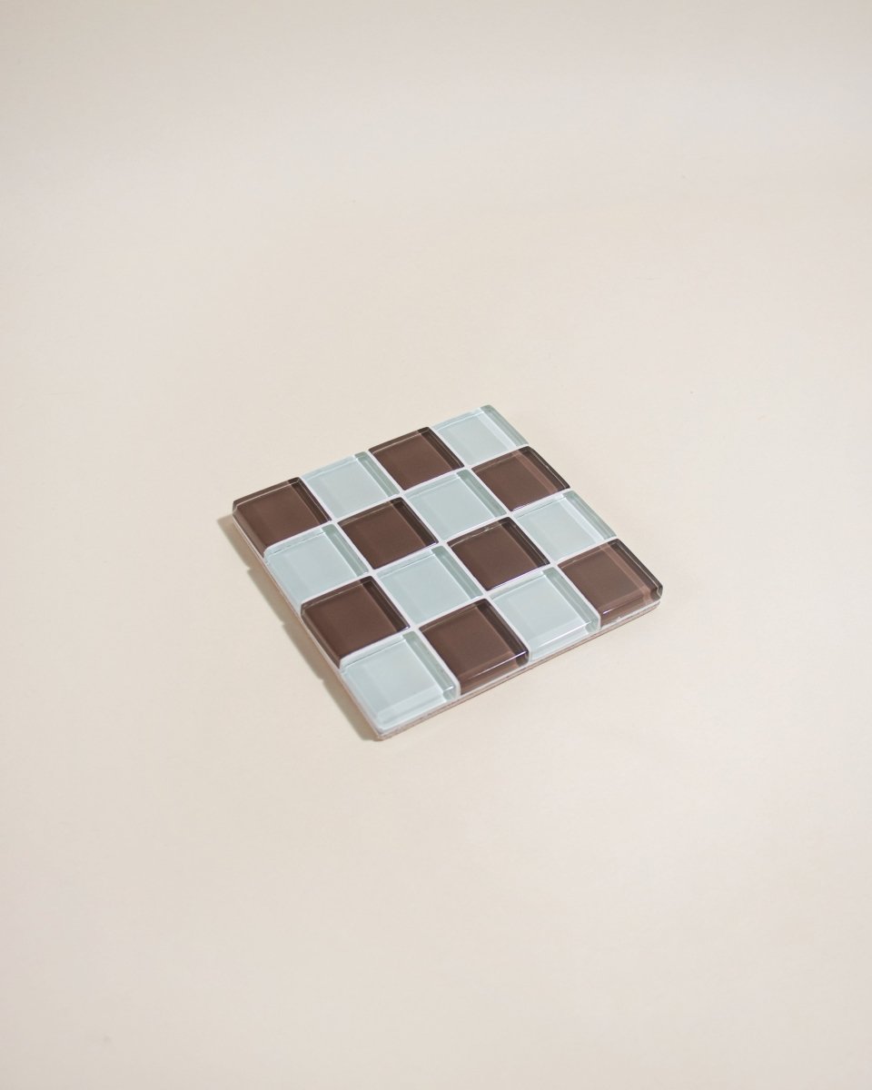 Subtle Art Studios Glass Tile Coasters - Chocolate Brown, Handcrafted, Heat Resistant