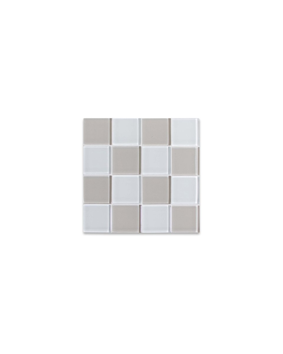 Subtle Art Studios Glass Tile Coasters Set - Linen Texture | Handcrafted Square