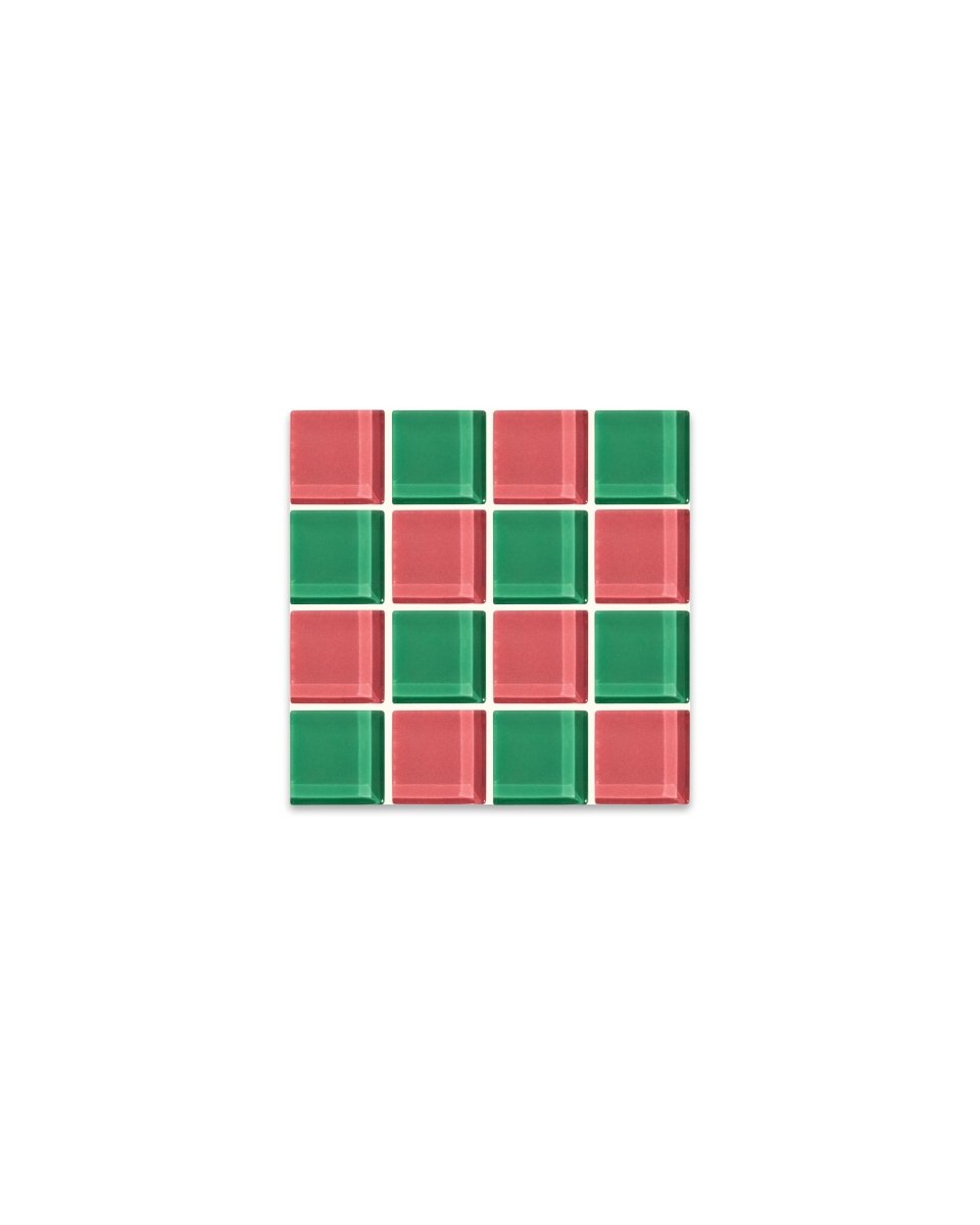 Subtle Art Studios Glass Tile Coasters Set of 4 - Handcrafted Festive Design