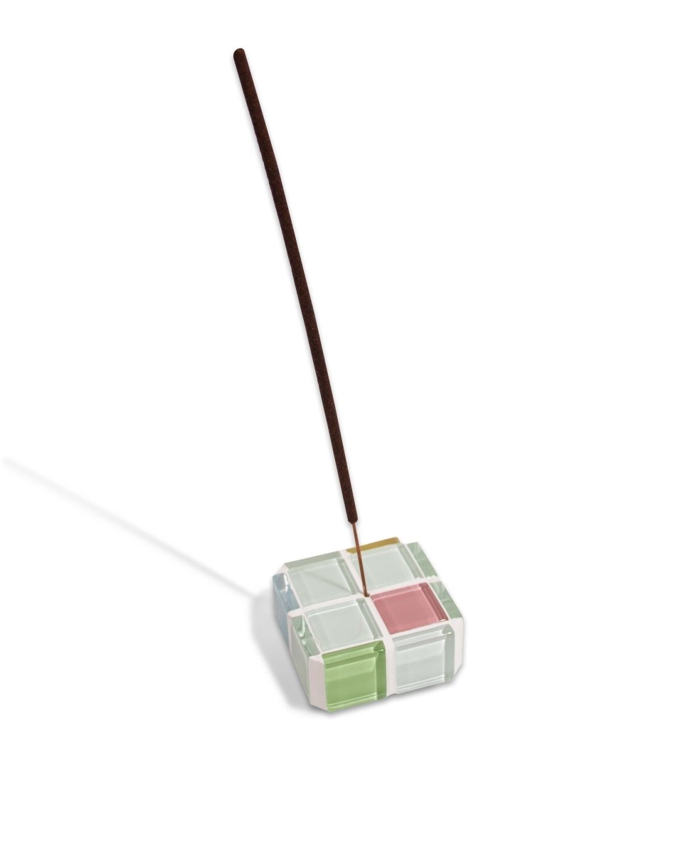 Subtle Art Studios Glass Tile Incense Holder - Handcrafted Cube 2x2 Inch Heat - Resistant
