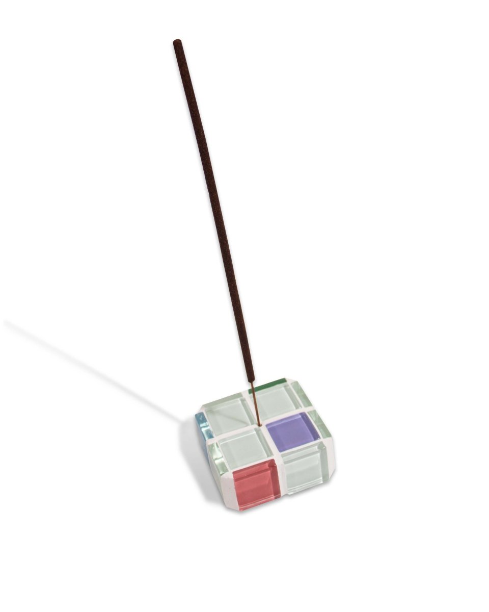 Subtle Art Studios Glass Tile Incense Holder - Handcrafted Cube 2x2x1 Heat - Resistant