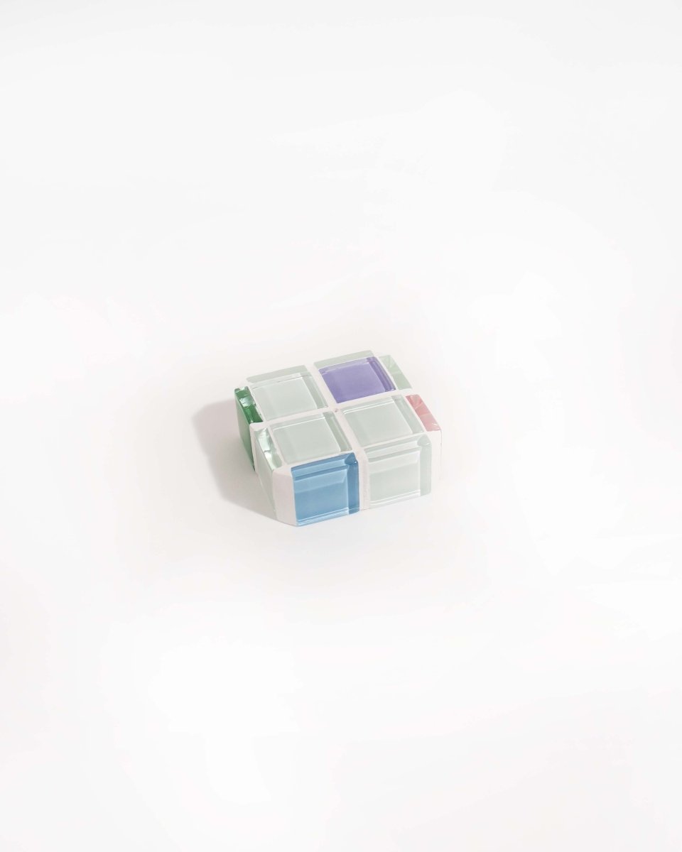 Subtle Art Studios Glass Tile Incense Holder - Handcrafted Cube 2x2x1 Heat - Resistant