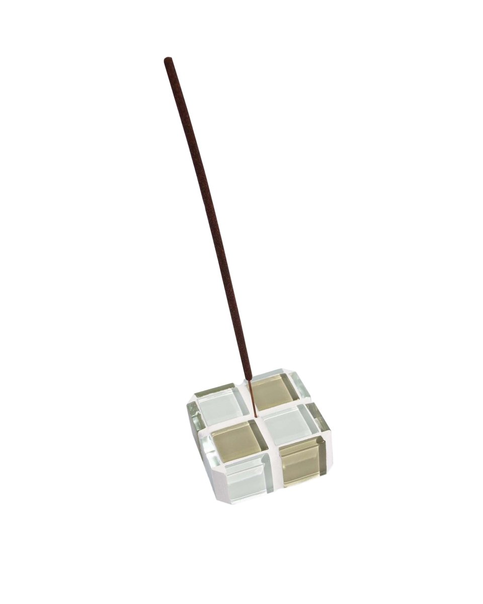 Subtle Art Studios Glass Tile Incense Holder - Matcha Milk Chocolate 2" Handcrafted