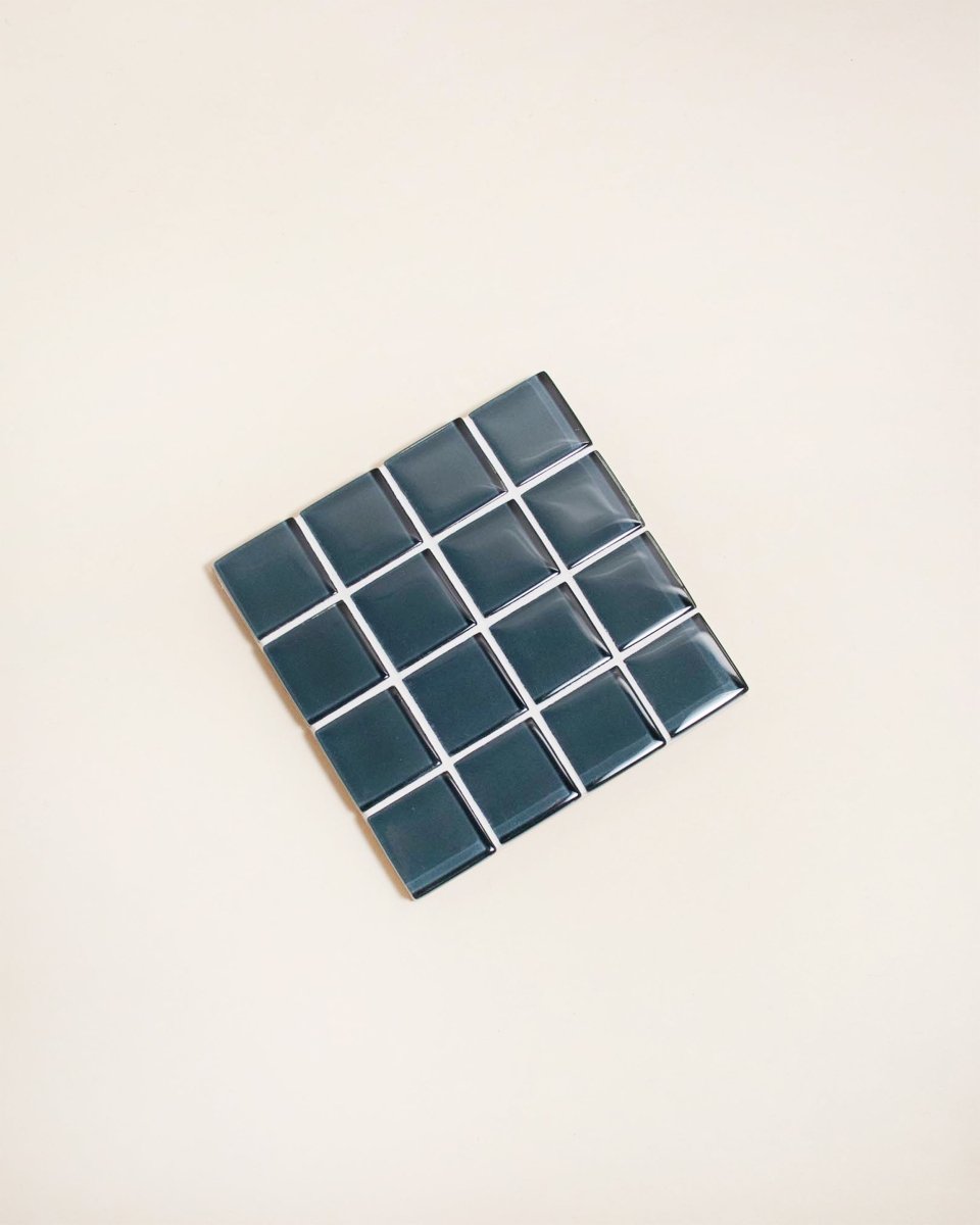 Subtle Art Studios Glass Tile Ocean Coasters - Handcrafted Heat - Resistant Square 3.5"