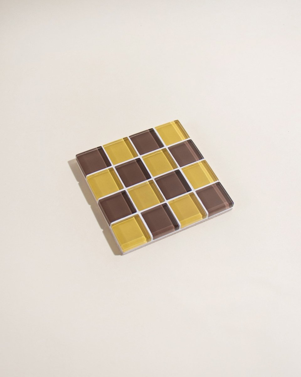 Subtle Art Studios Handcrafted Glass Tile Coaster - Chocolate Brown Square 3.5"