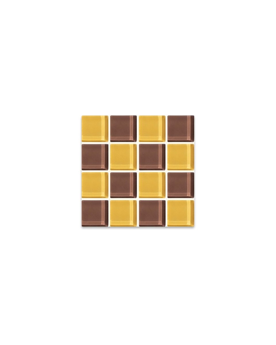 Subtle Art Studios Handcrafted Glass Tile Coaster - Chocolate Brown Square 3.5"