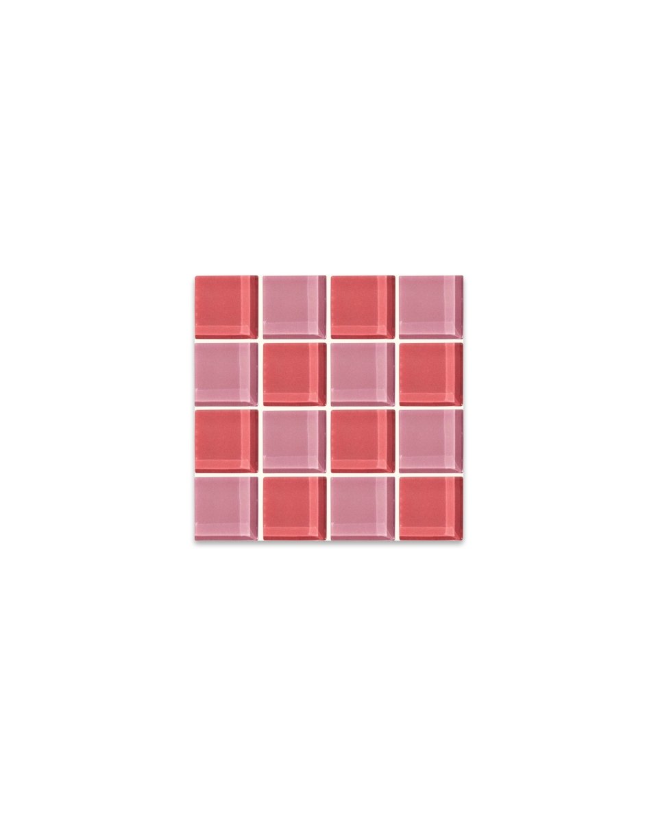 Subtle Art Studios Handcrafted Glass Tile Coaster - Cotton Candy Pink 3.5"